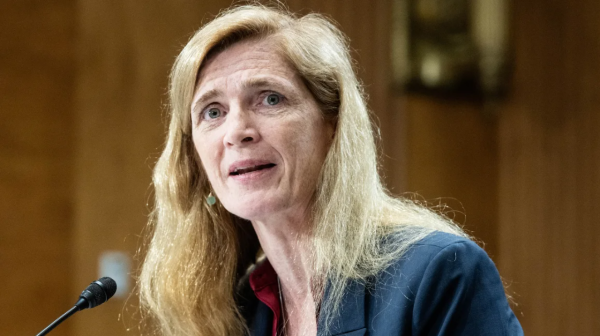 Administrator of the United States Agency for International Development Samantha Power speaks at a hearing at the US Capitol on Wednesday, April 10, in Washington, DC. 