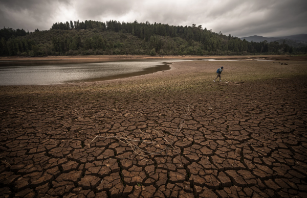 A dry section of the reservoir bed at Embalse La Regadera in the town of Usme in Bogotá, Colombia, on April 8, 2024. 