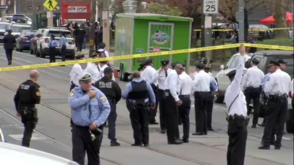 The scene of a shooting in Philadelphia on April 10, 2024. 