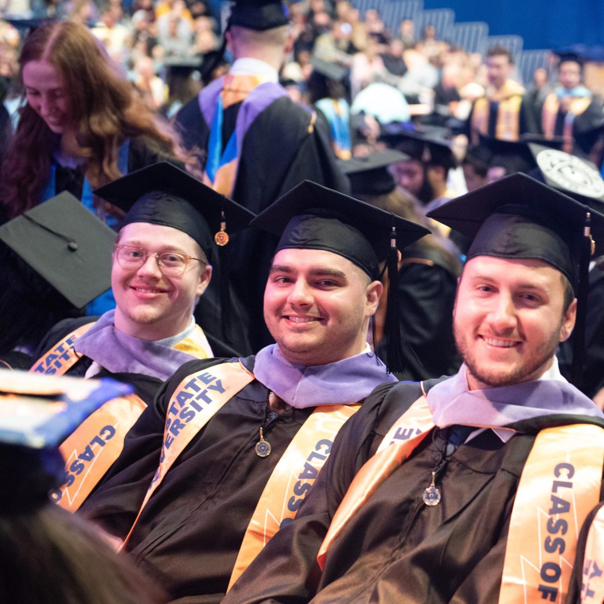 Masters, educational specialist students and doctoral graduates receive their degrees on May 9, 2024, at the Memorial Athletic and Convocation Center.