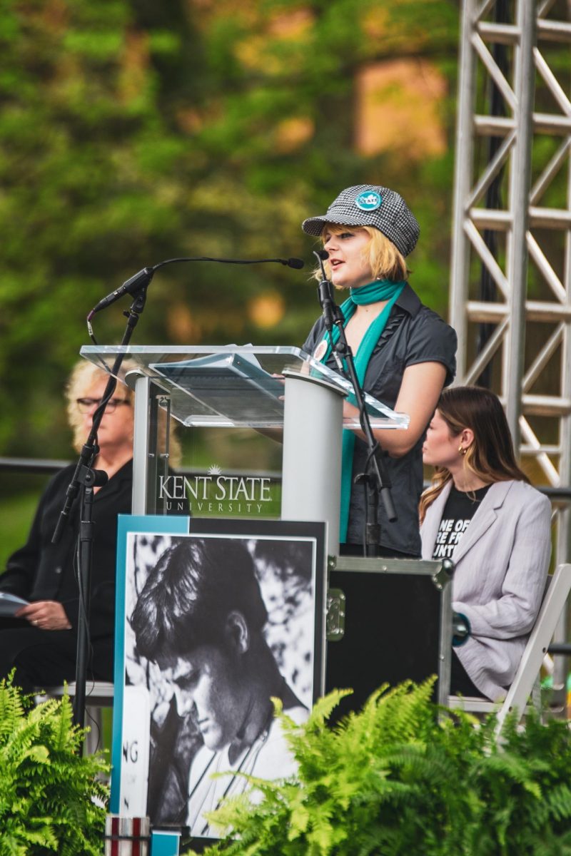 Sophia Swengel speaks to the crowd at the annual May 4 Commemoration May 4, 2024.