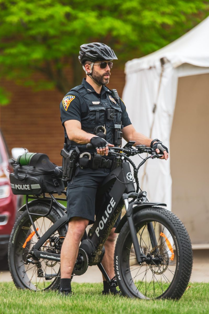 Kent State law enforcement patrols around the commencement on May 4, 2024.