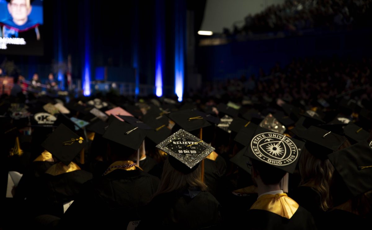 Graduating students from the College of Arts and Sciences and the College of Communication and Information sit during commencement on May 10, 2024, in the Memorial Athletic and Convocation center.