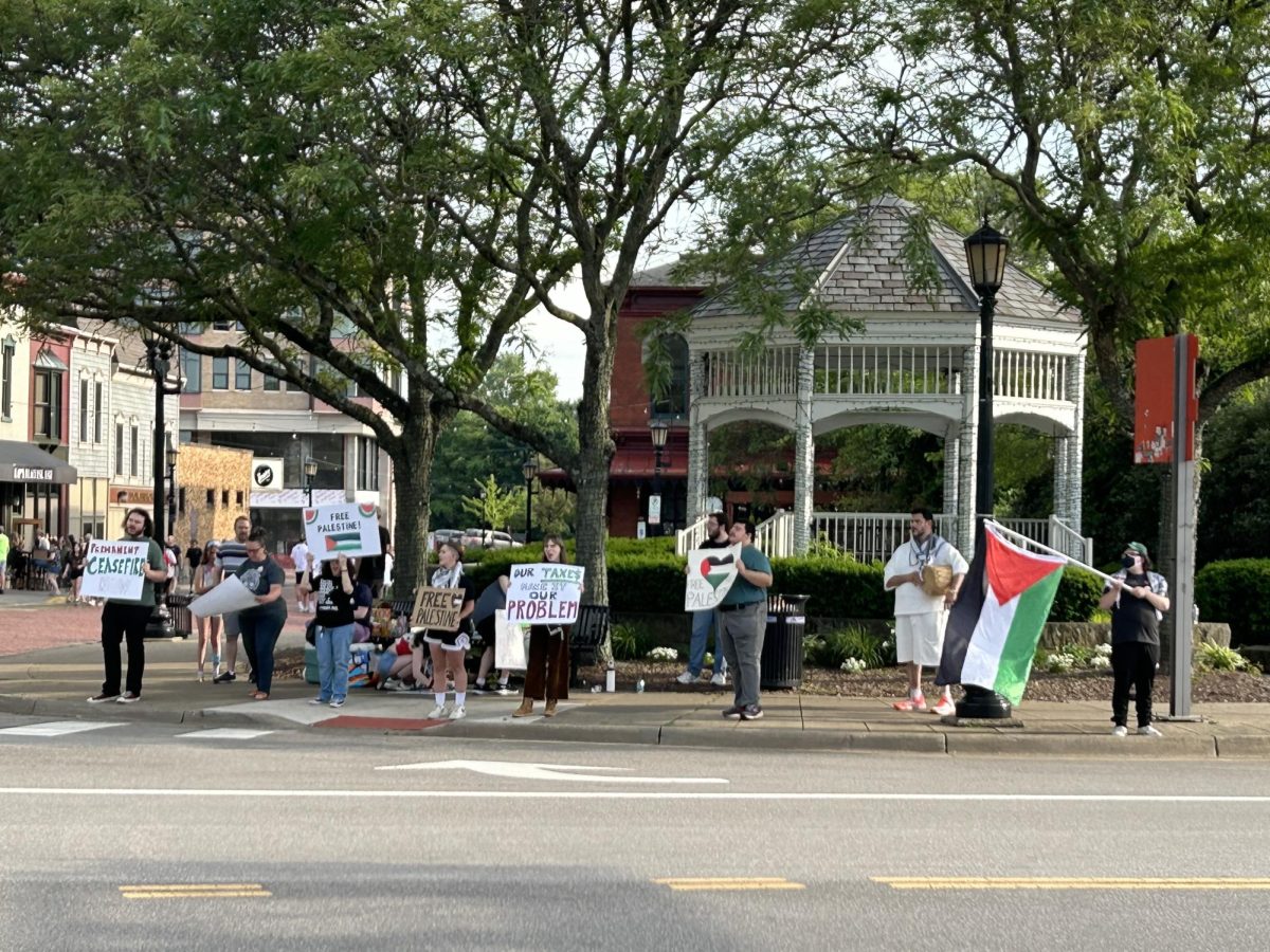The Friends of Palestine Collective protests every Friday at the downtown gazebo.
