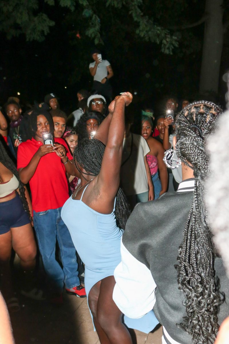 Kent State University dance group performs in front of the crowd outside of Oscar Ritchie Hall at BUS's Block Party at Kent State University on August 29th, 2024. 