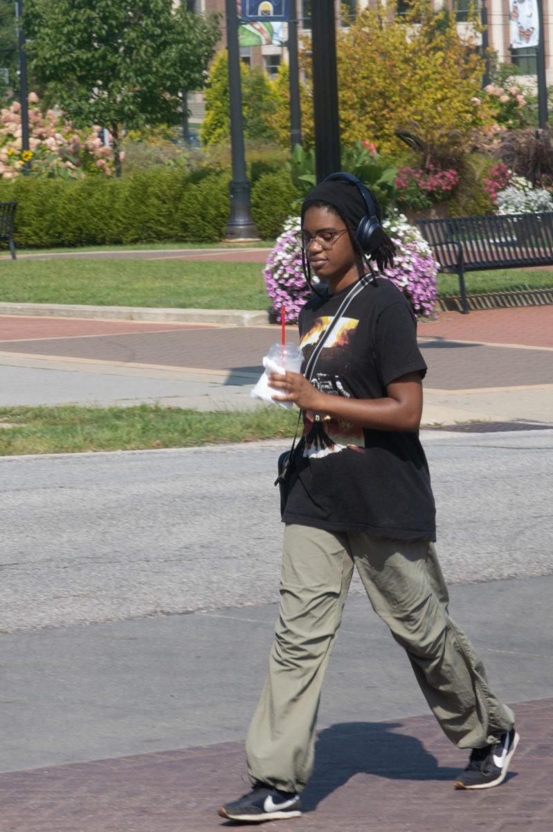 Gabby, a sophomore VCD major, walks campus Aug. 24, 2024. 