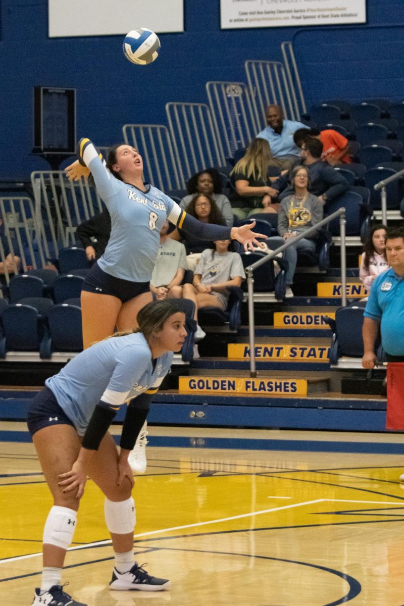 Middle Blocker Nadia Miller serves in the match against Cleveland State University on Sep. 19, 2024.