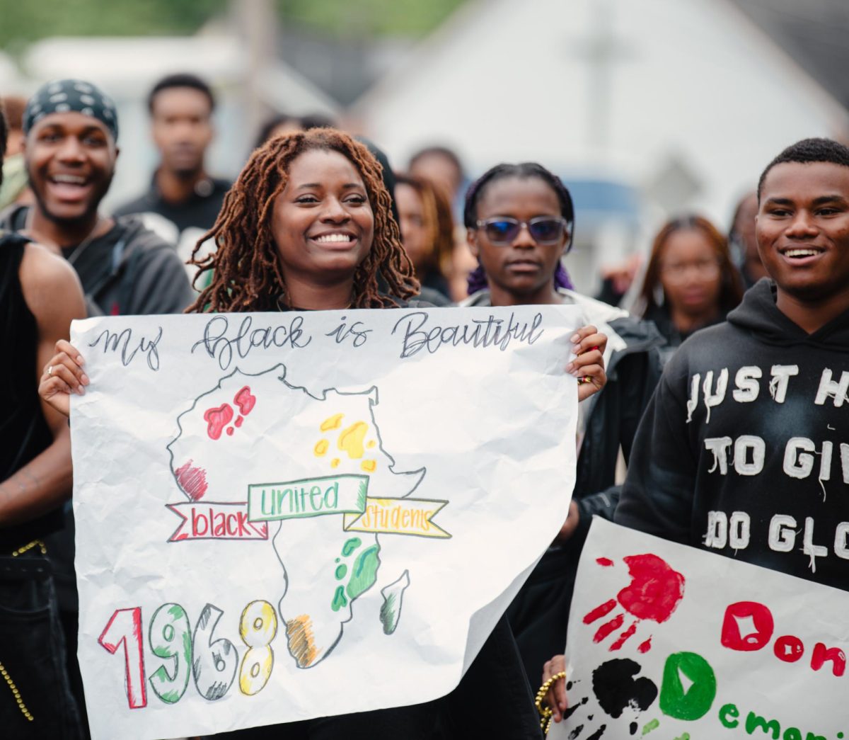 Kent State Black United Students walk during the Homecoming parade, Sept. 28, 2024.