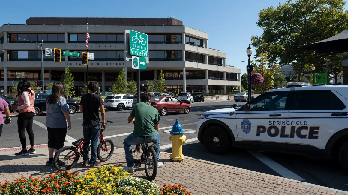 Several government buildings and schools in Springfield, Ohio, have been evacuated after bomb threats in the past week, rattling the small city at the heart of debunked conspiracy theories.