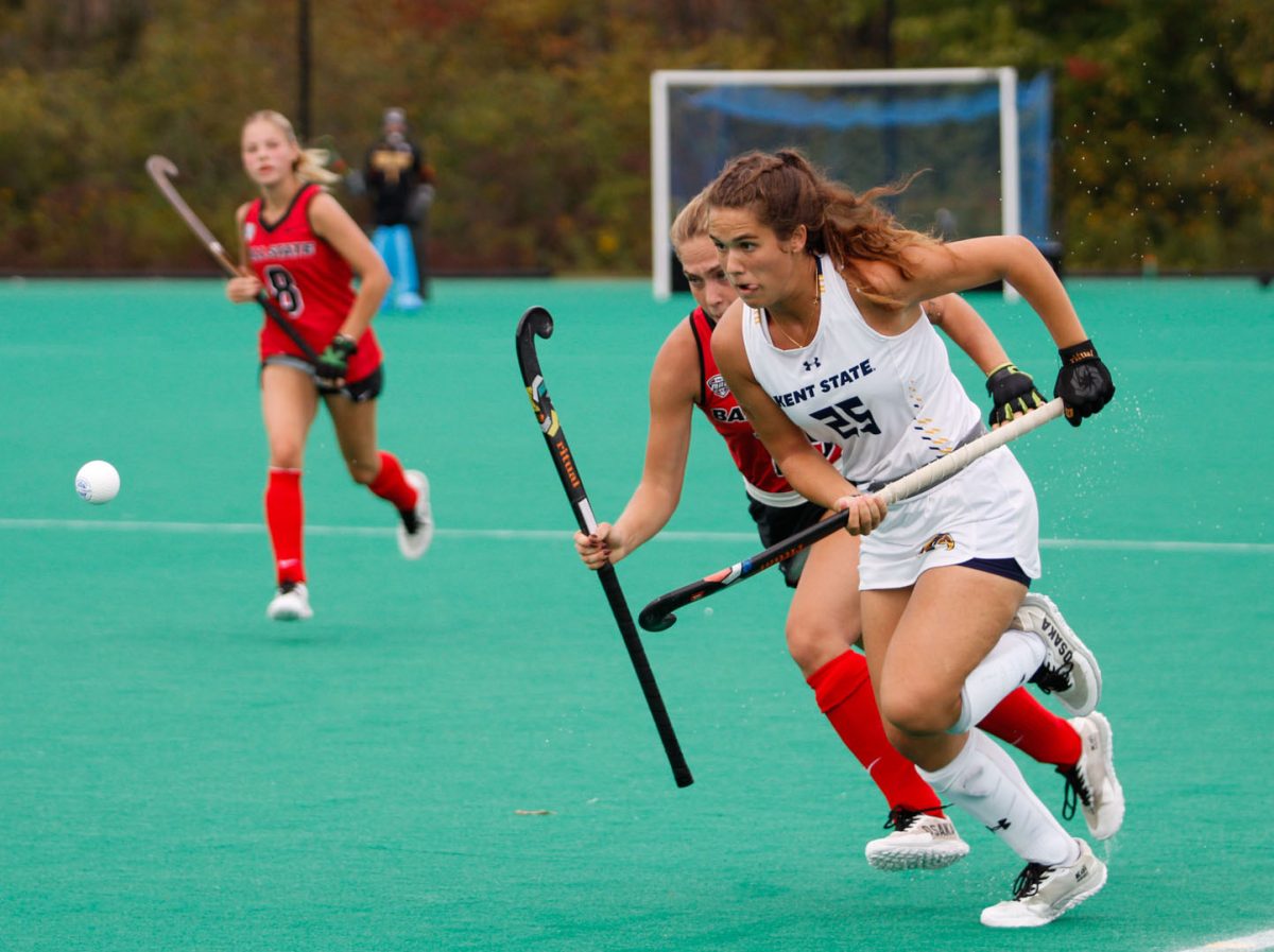 Kent State University, Sophomore, Eva Usoz, battled for the ball against their opponent, Ball State University in their match on September 20, 2024.