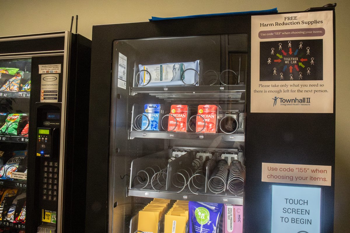 Town Hall II lobby has a vending machine with free Harm Reduction Supplies. 