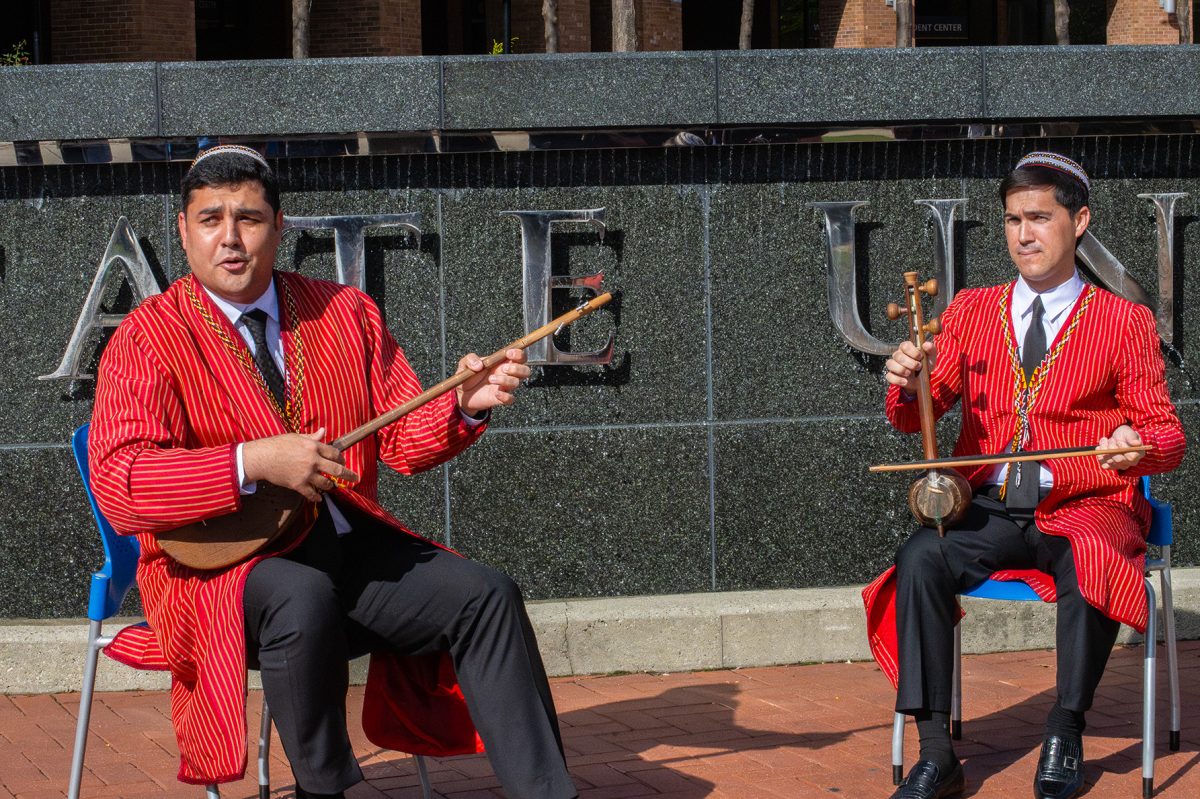 Turkmenistan musicians perform traditional Turkmenistan music at Riseman Plaza on Wednesday, October 2nd. 