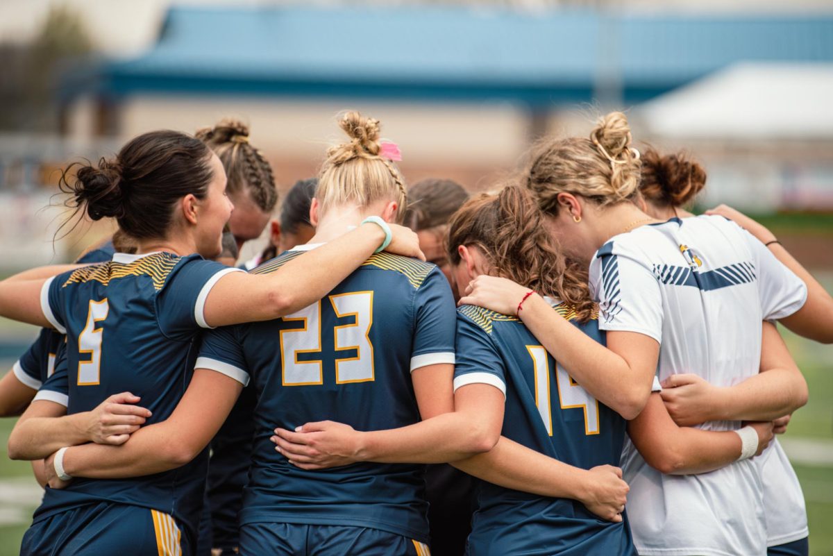 Kent State Soccer team huddled up before they start their game against Bowling Green. Oct. 31, 2024.