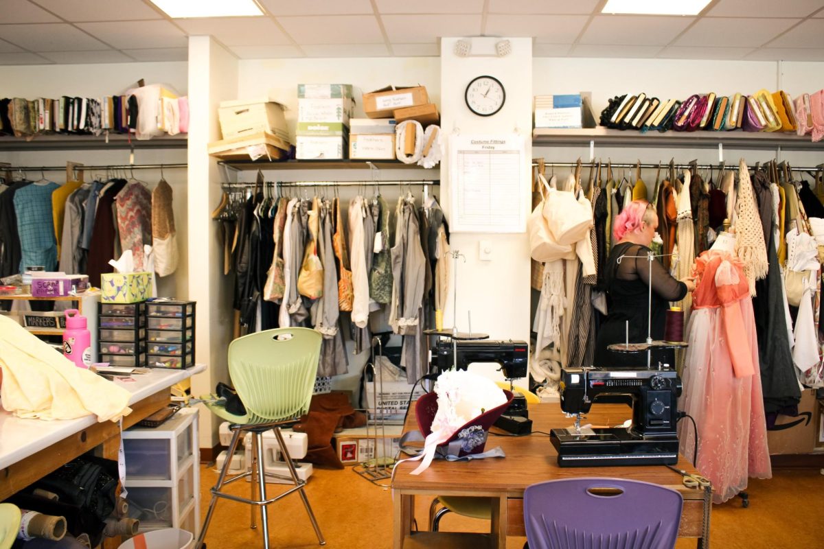 Aimee Johnson, the supervisor of the costume shop for the School of Theatre and Dance, tailors a costume for the university's 2024 production of "Pride and Prejudice."