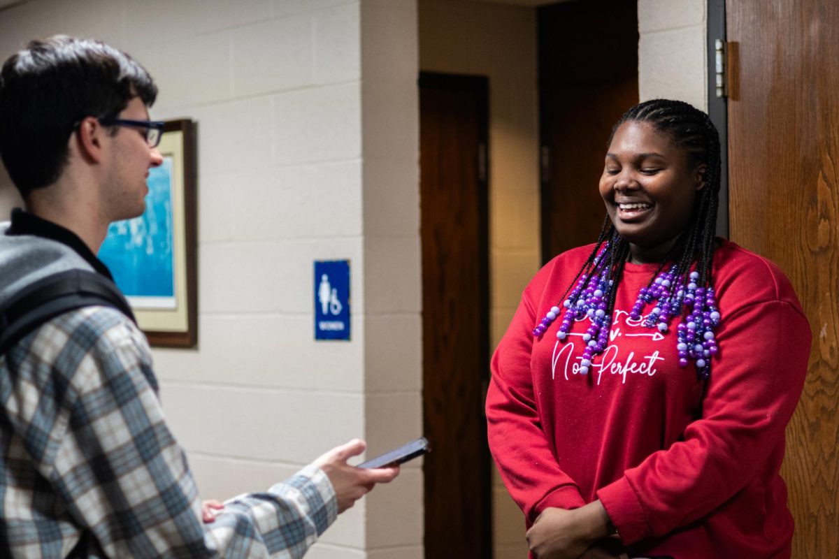 Serena Williams, sophmore nursing major, casts her vote late at night on Nov. 5, 2024.