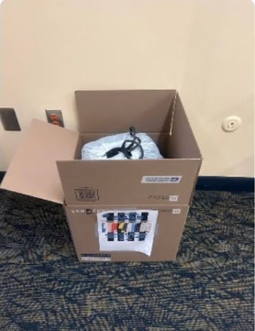 A donation box for the Love on the Run Clothing Drive is located at the Student Multicultural Center lounge in the Student Center.